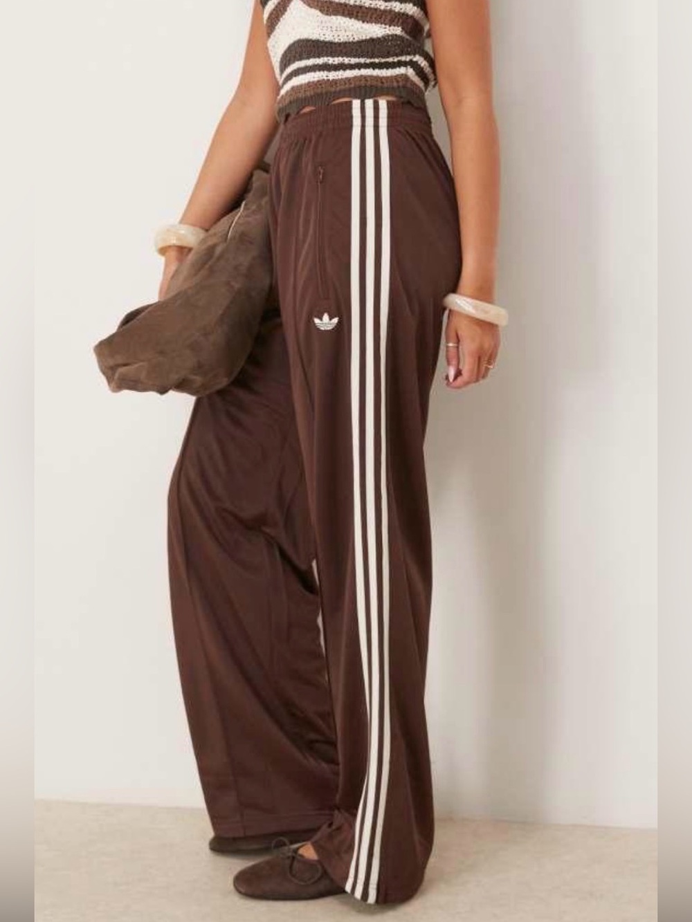 NWOT ADIDAS Women’s adidas Originals Firebird Loose track pants in brown/white